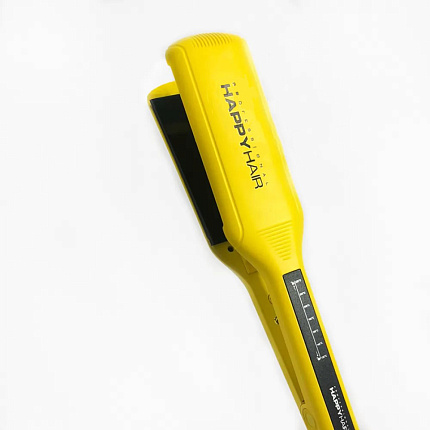 Утюжок Happy Hair Titanium широкие пластины 55 мм., титан, 232С, желтый